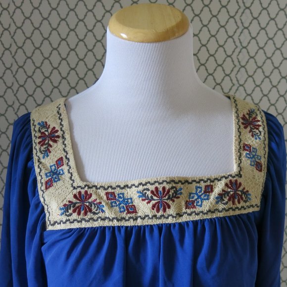 Flying Tomato Blue 3/4 Sleeve Embroidered Neck Detailed Top Blouse - Size XS - Picture 4 of 7